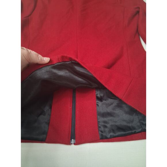 Pritti by Kristen Blake Women's Size M Wool Pea Coat w/Pockets Dark Red Classy - Picture 12 of 14
